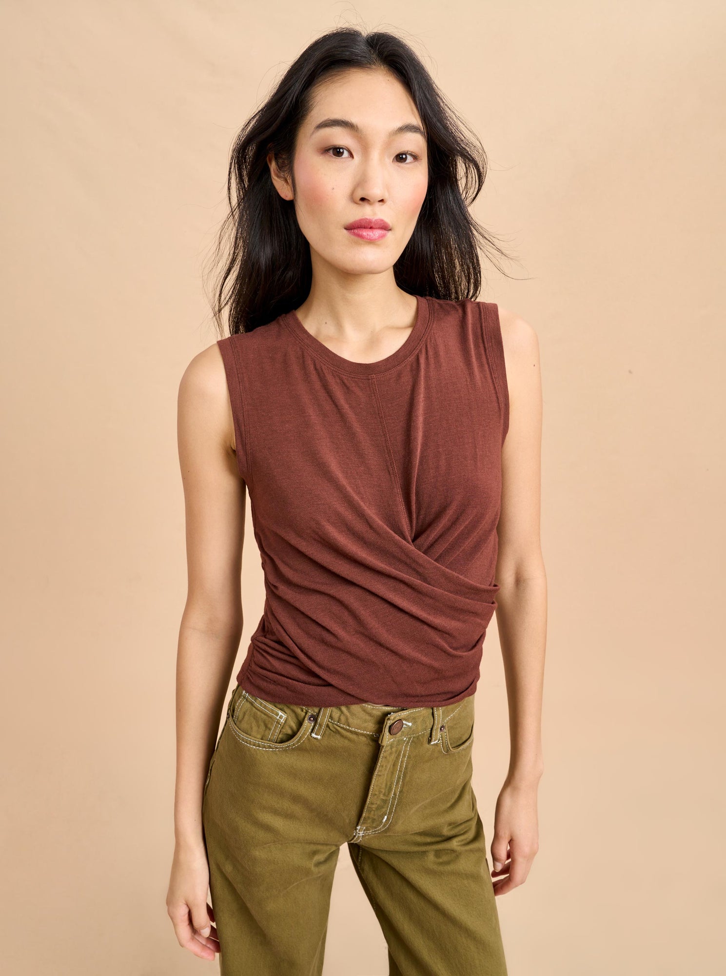 Sleeveless Angelique Top | Cocoa