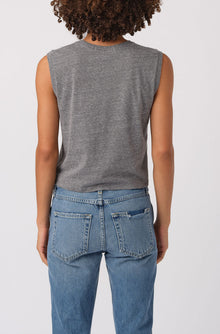 AMO Denim Sleeveless Babe Tee in Heather Grey 