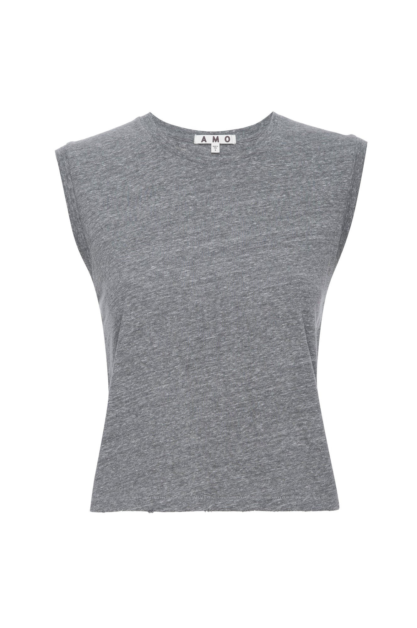 AMO Denim Sleeveless Babe Tee in Heather Grey 