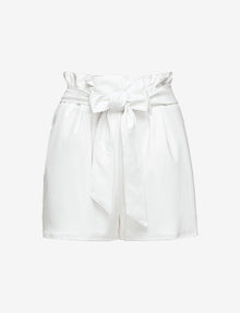 Faux Leather Paperbag Short::White::Main