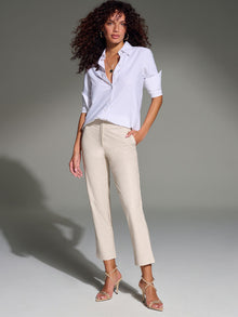 Faux Leather Animal 7/8 Trouser::Bone Croc::