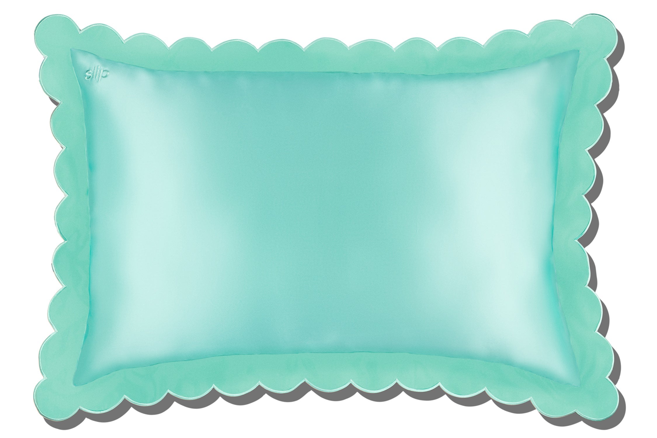 Queen Zippered Pillowcase with Scalloped Edge | Turquoise