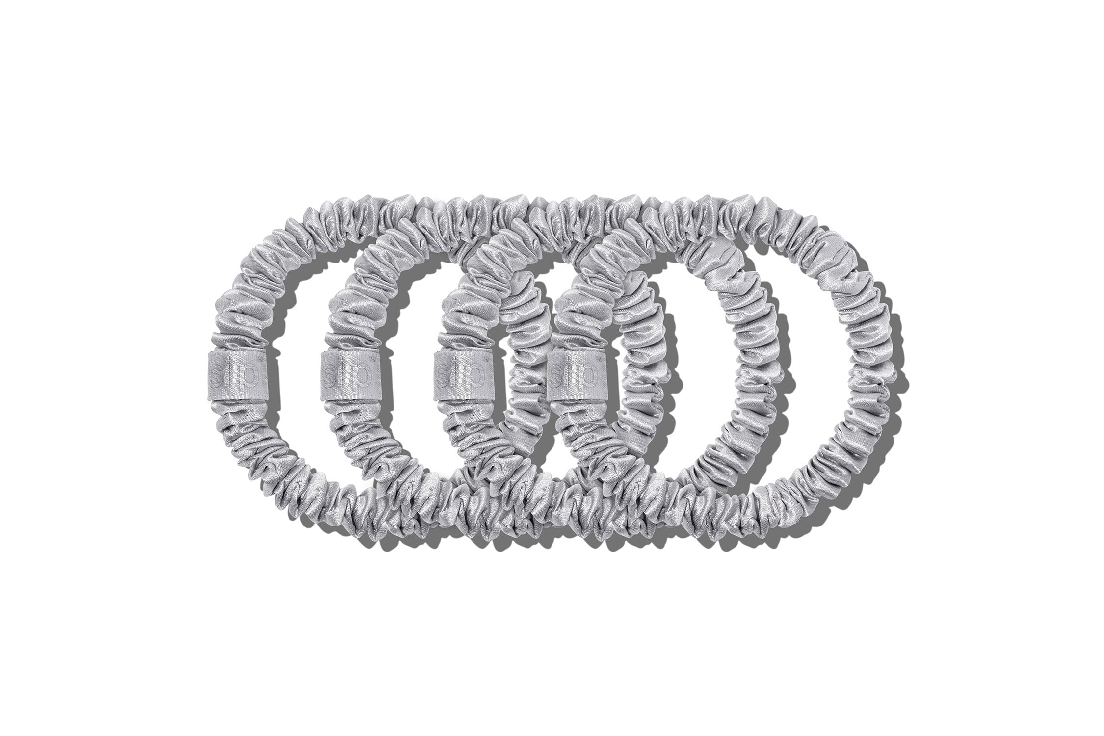 Back to Basics Skinny Scrunchies | Silver | Set of 4
