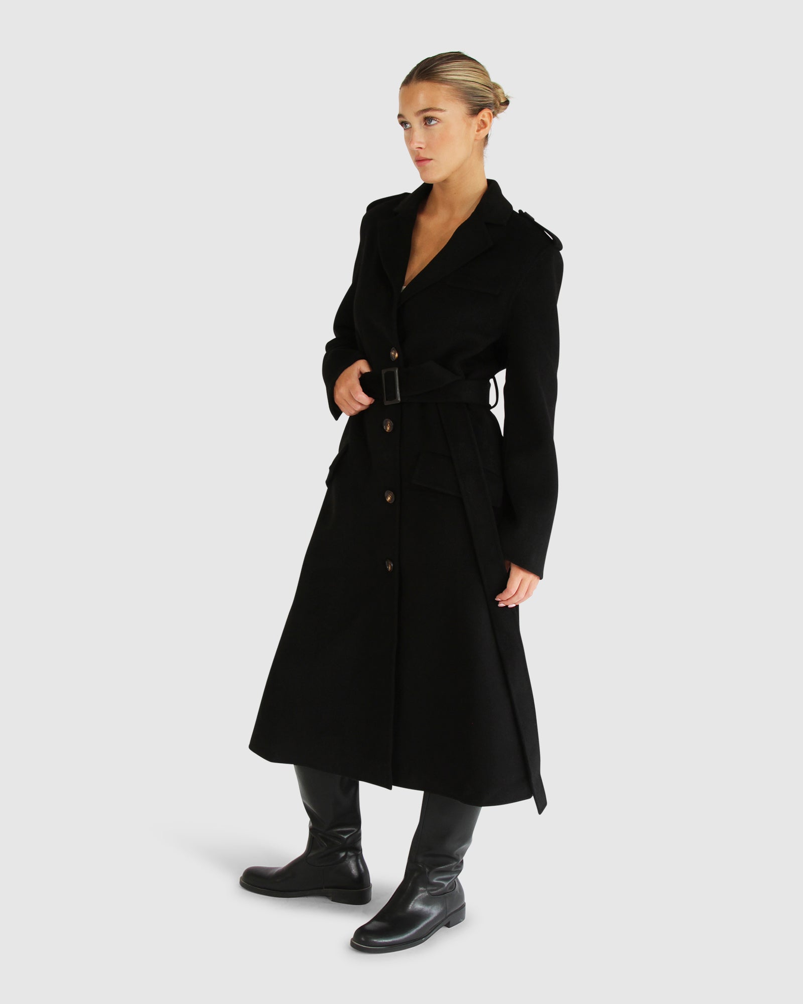Women | Skylight Wool Blend Longline Coat | Black