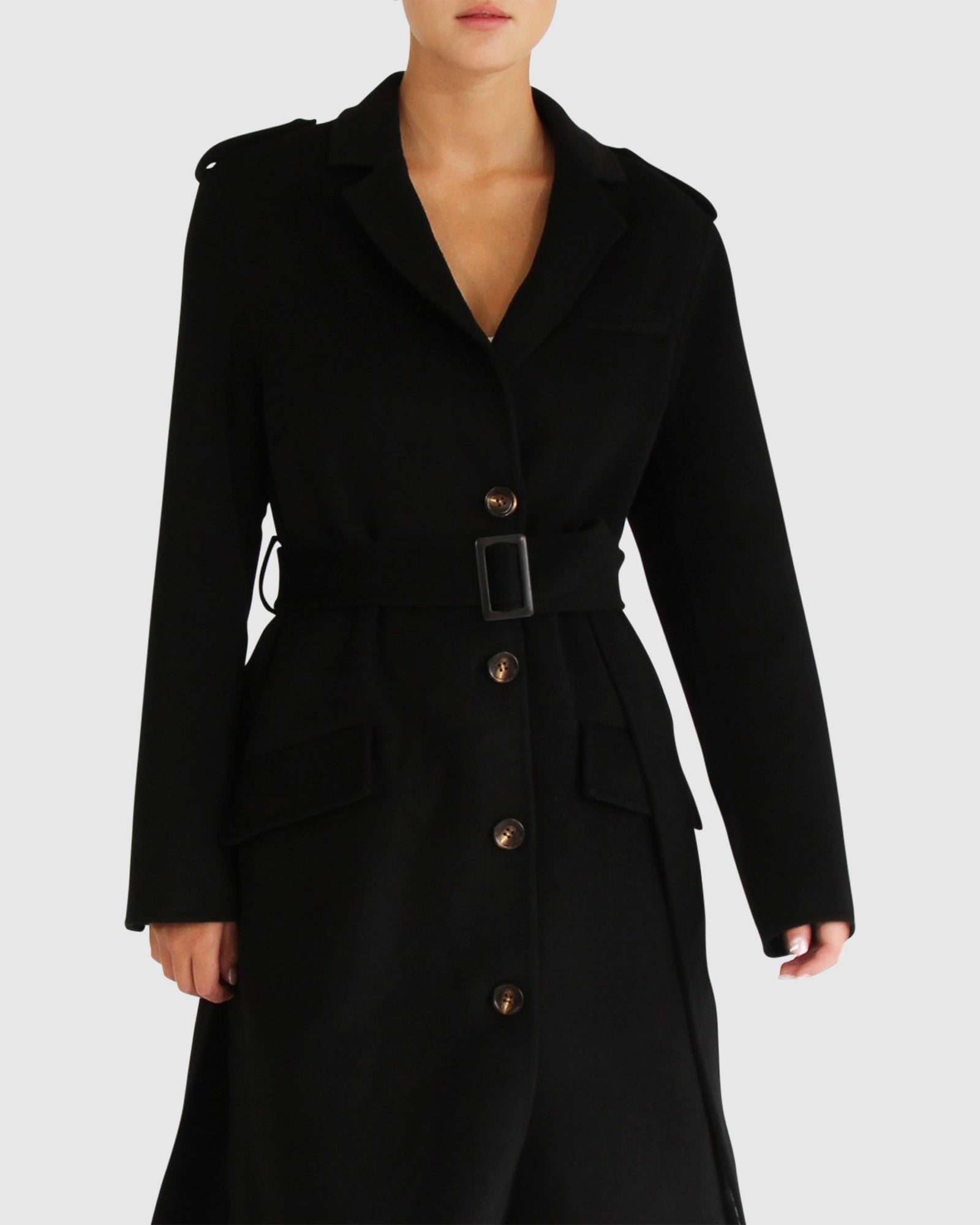 Women | Skylight Wool Blend Longline Coat | Black