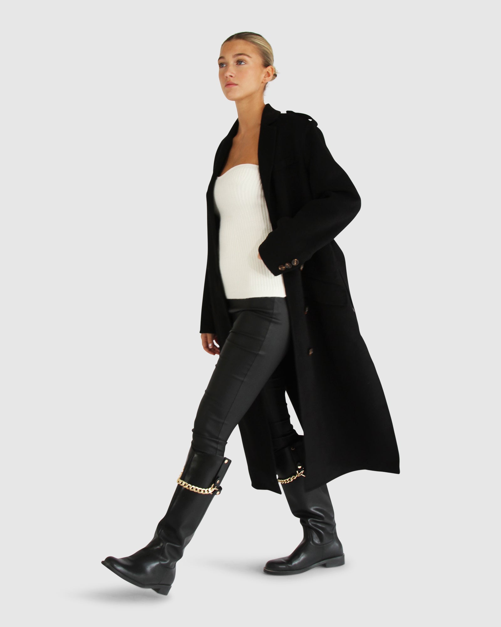 Women | Skylight Wool Blend Longline Coat | Black