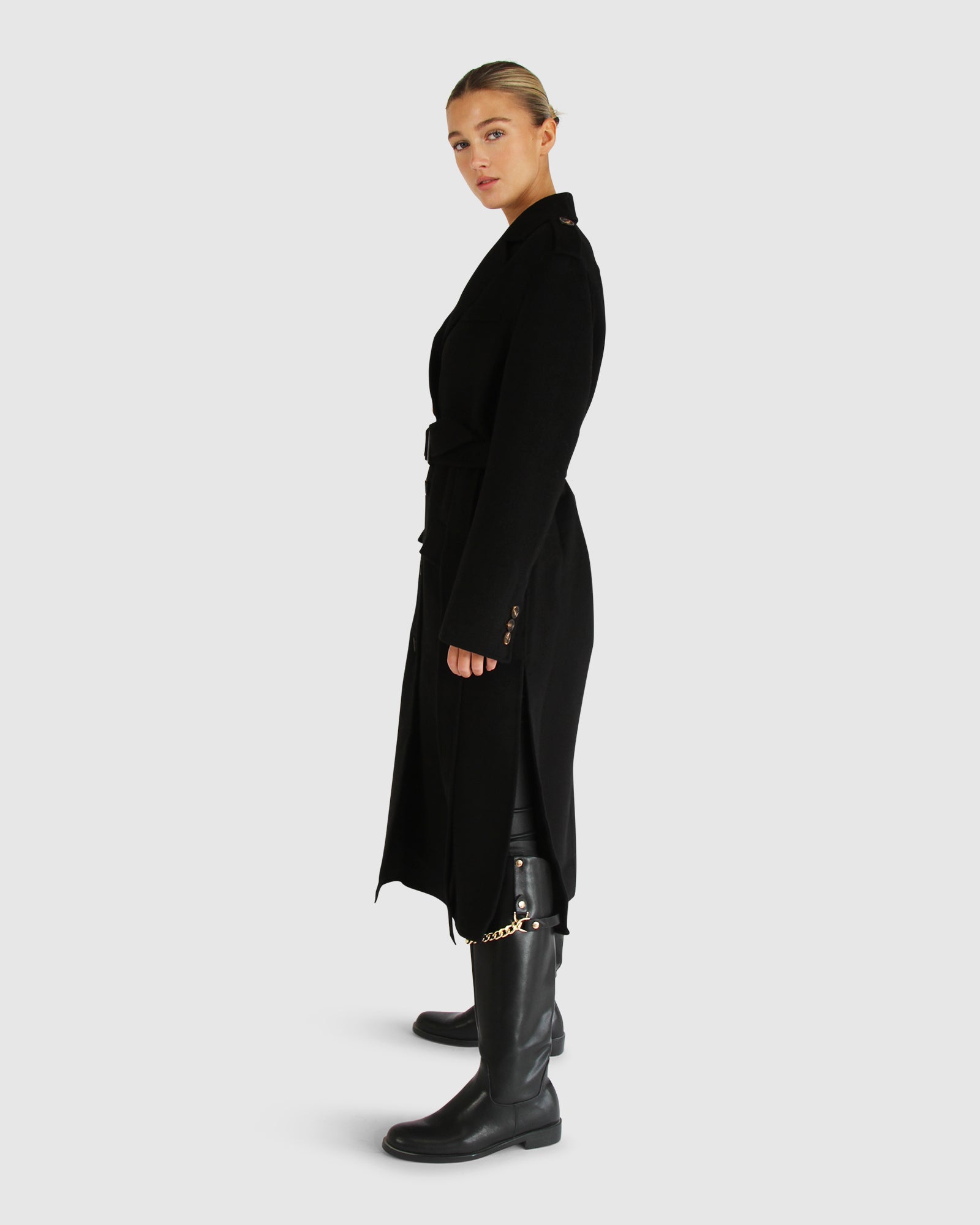 Women | Skylight Wool Blend Longline Coat | Black