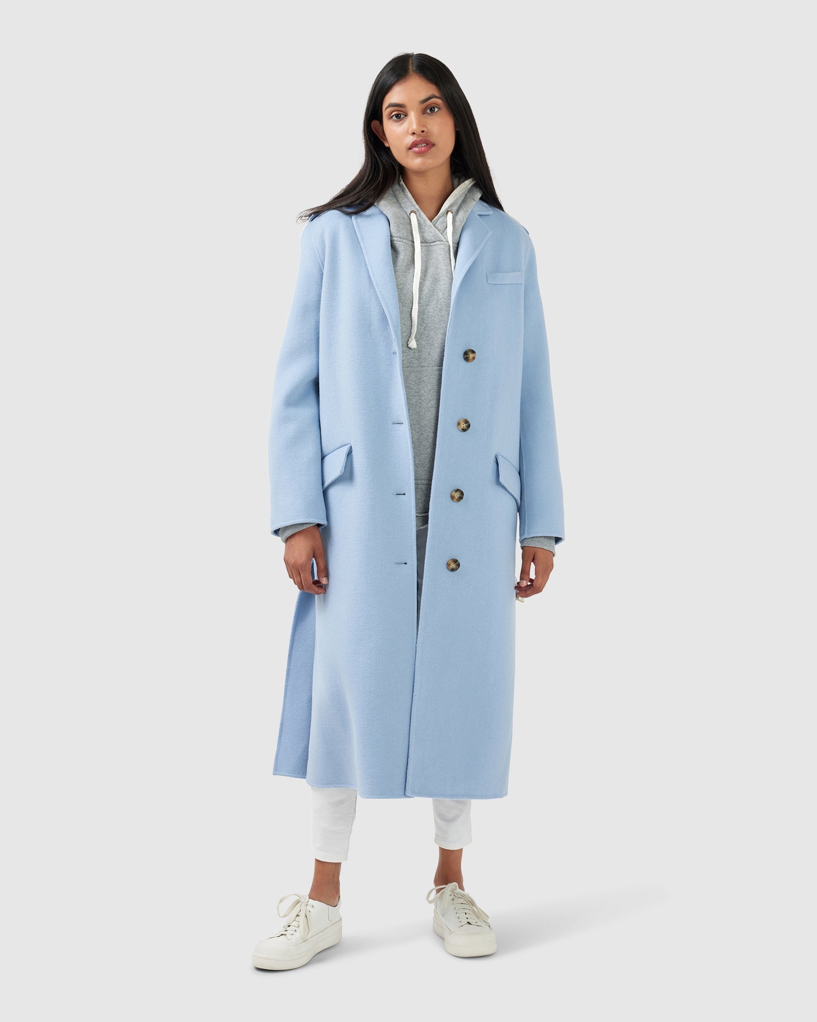 Women | Skylight Wool Blend Longline Coat | Sky Blue