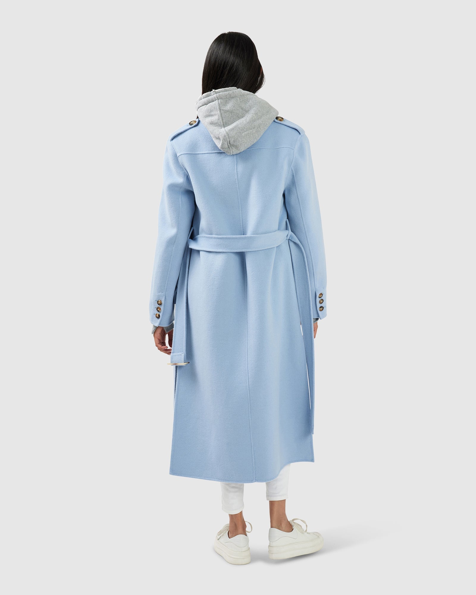 Women | Skylight Wool Blend Longline Coat | Sky Blue
