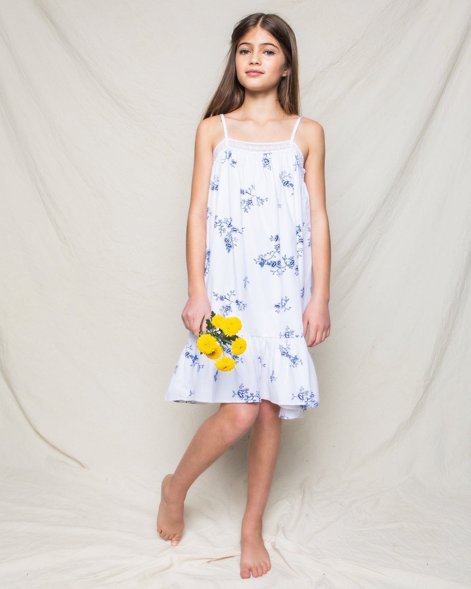 Girl's Twill Lily Nightgown | Indigo Floral