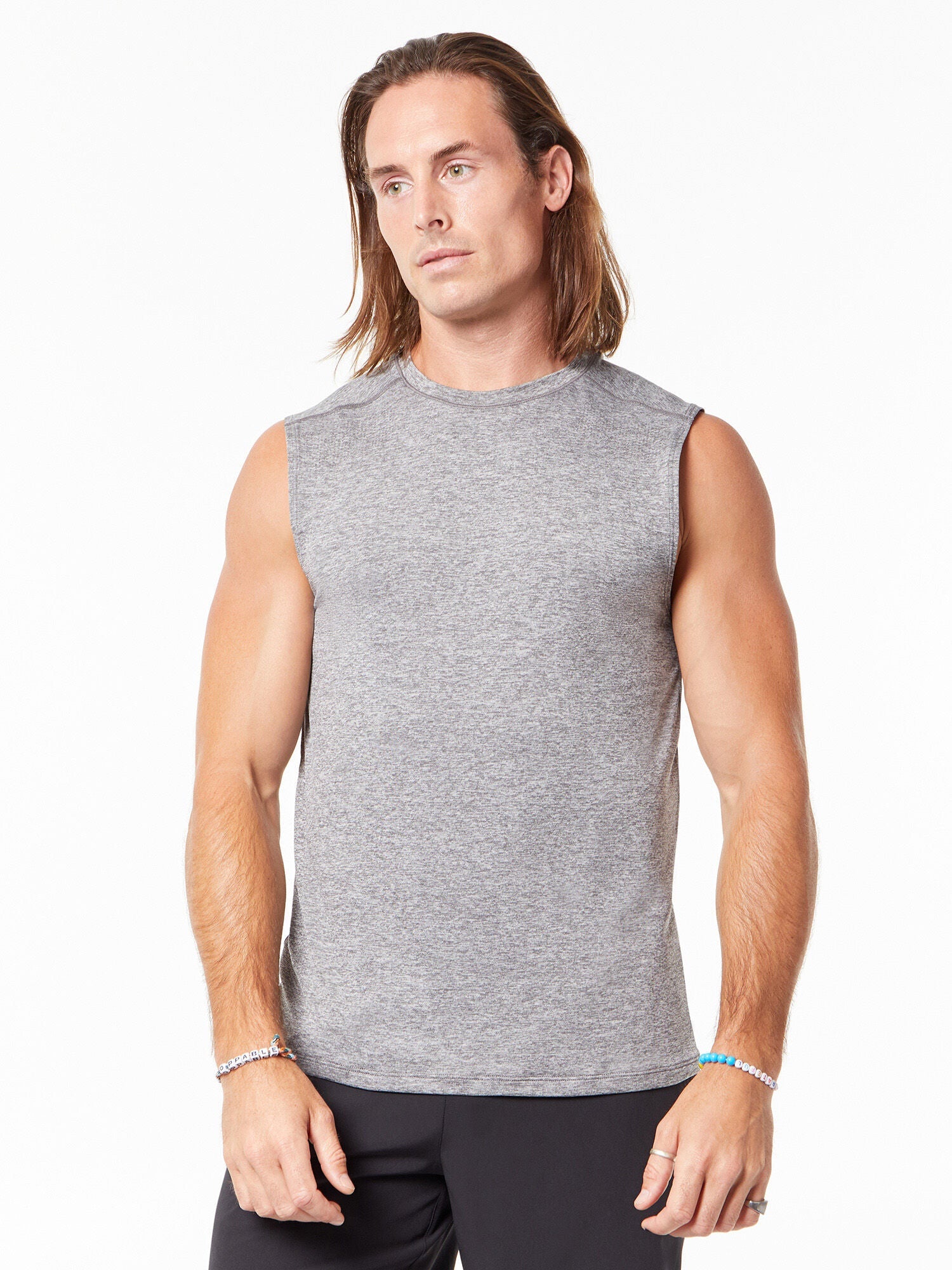 Men | Yellow by SoulCycle | Breeze Seamless Tank Heather Grey | Heather Grey