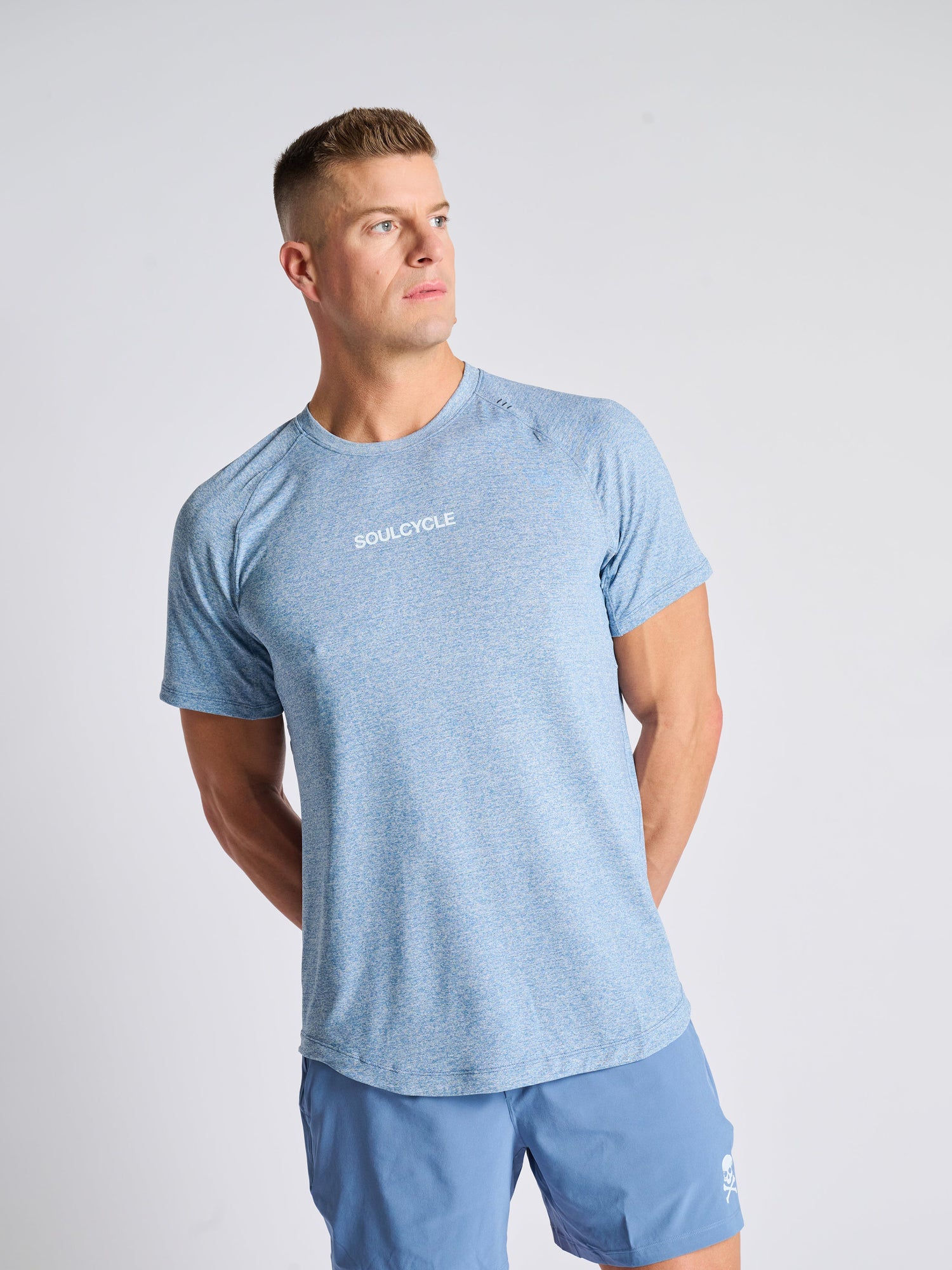 Men | Lululemon | License To Train Short Sleeve | Heathered Washed Denim
