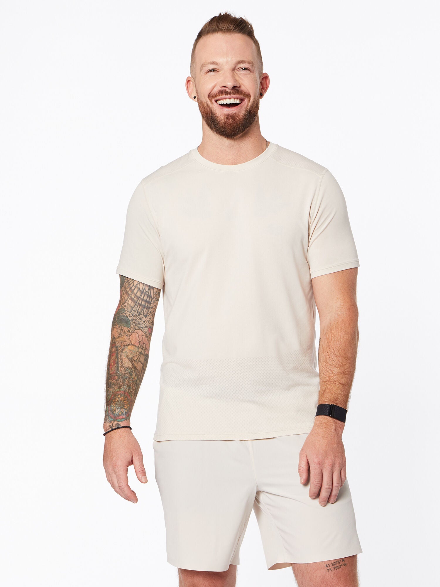 Men | Yellow by SoulCycle | Breeze Seamless Tee Khaki | Khaki