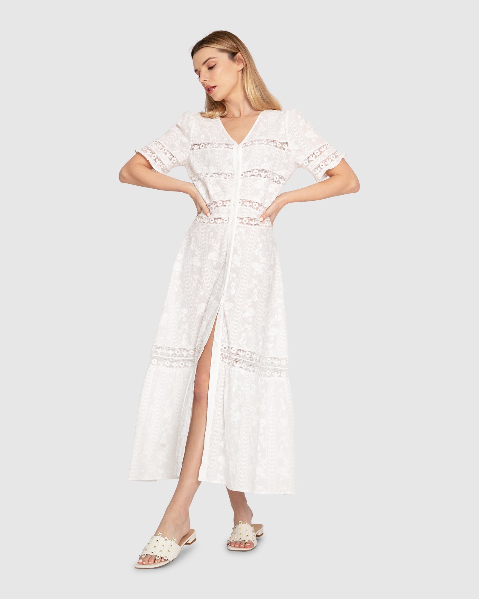 Women | Summer Breeze Lace Midi Dress | White