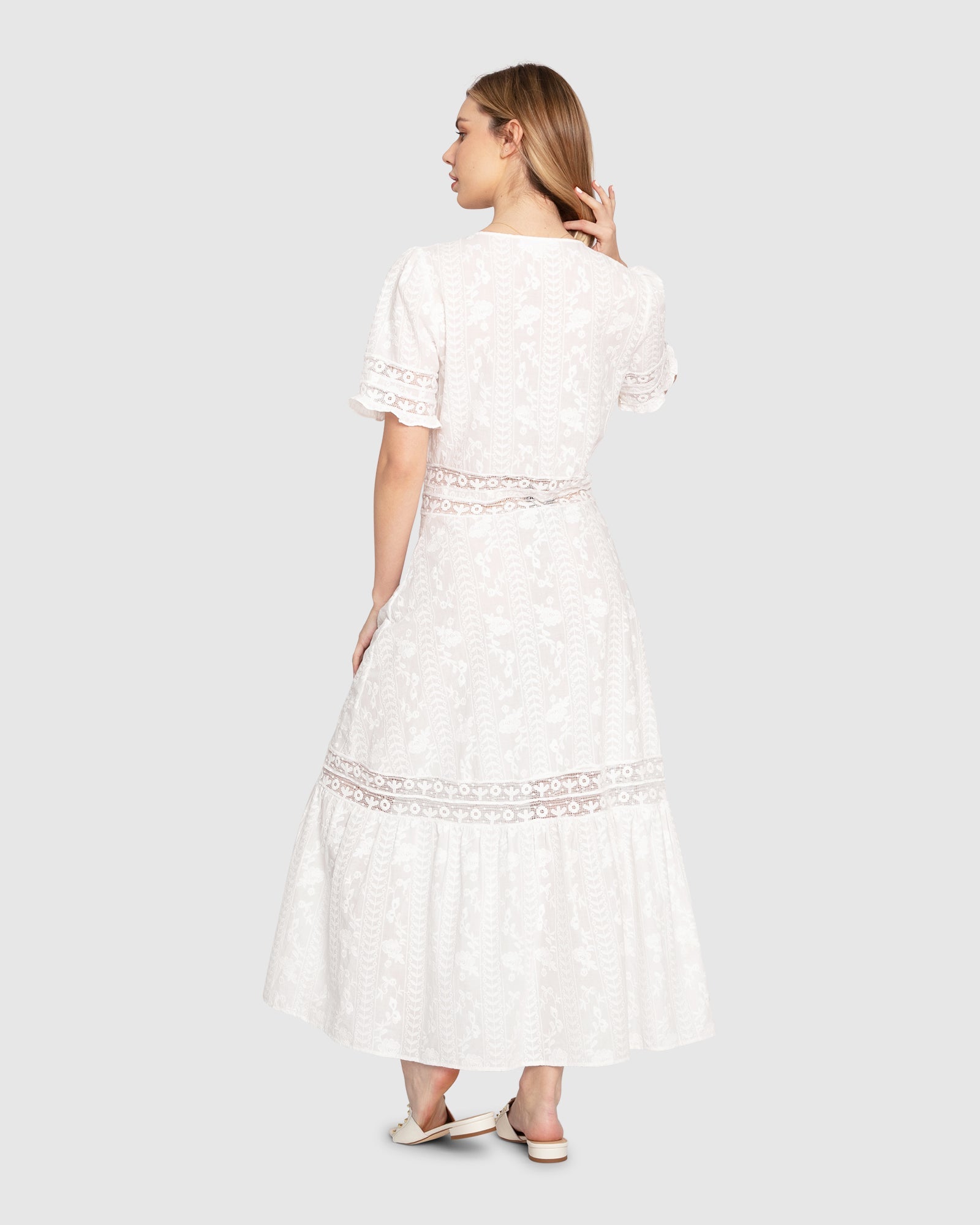 Women | Summer Breeze Lace Midi Dress | White