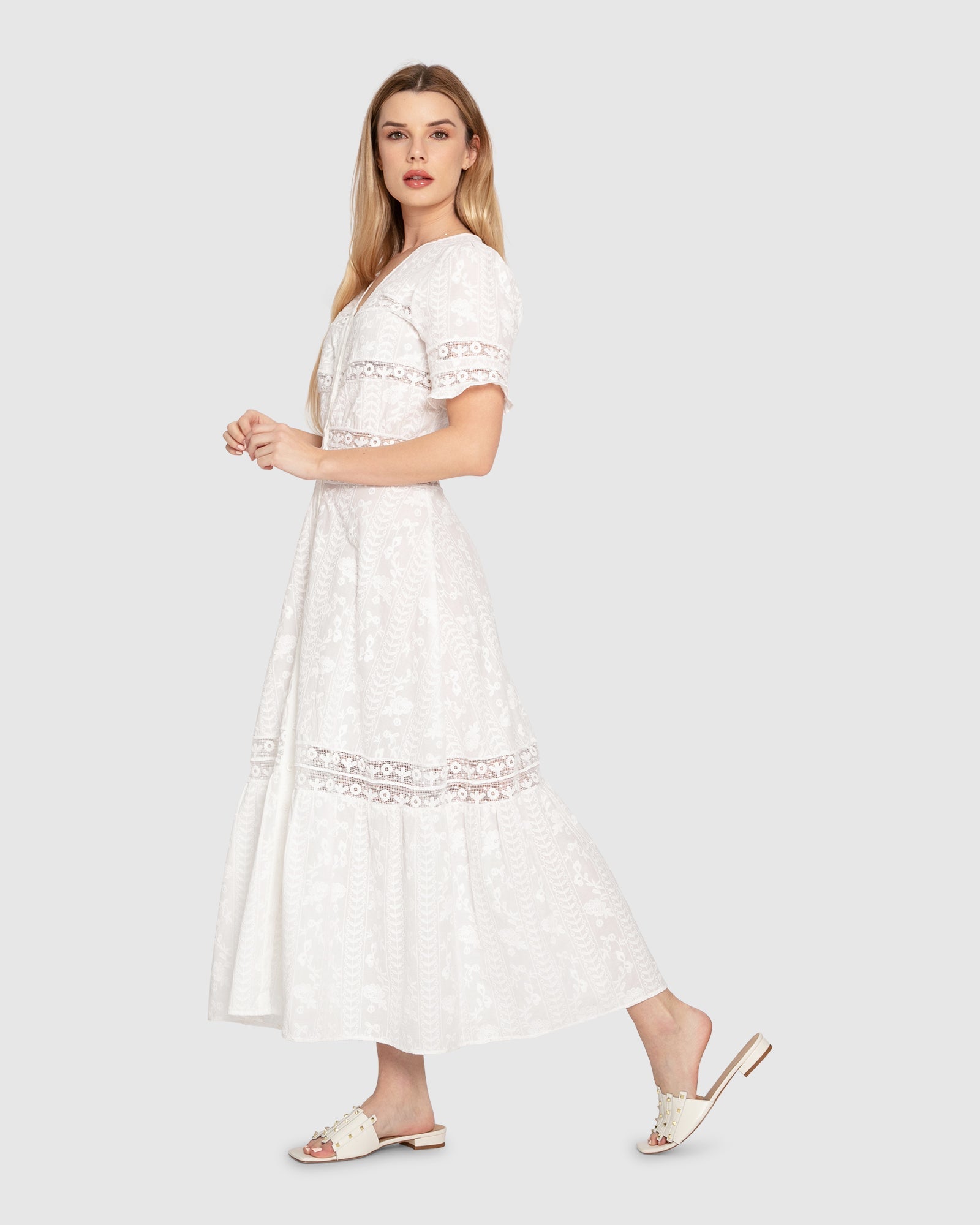 Women | Summer Breeze Lace Midi Dress | White