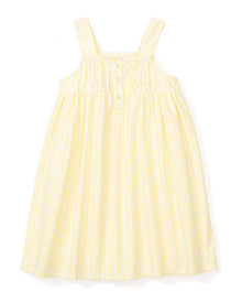 Girl's Twill Charlotte Nightgown | Yellow Gingham