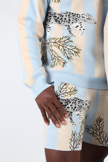 Snow Leopard Knit Short | Blue