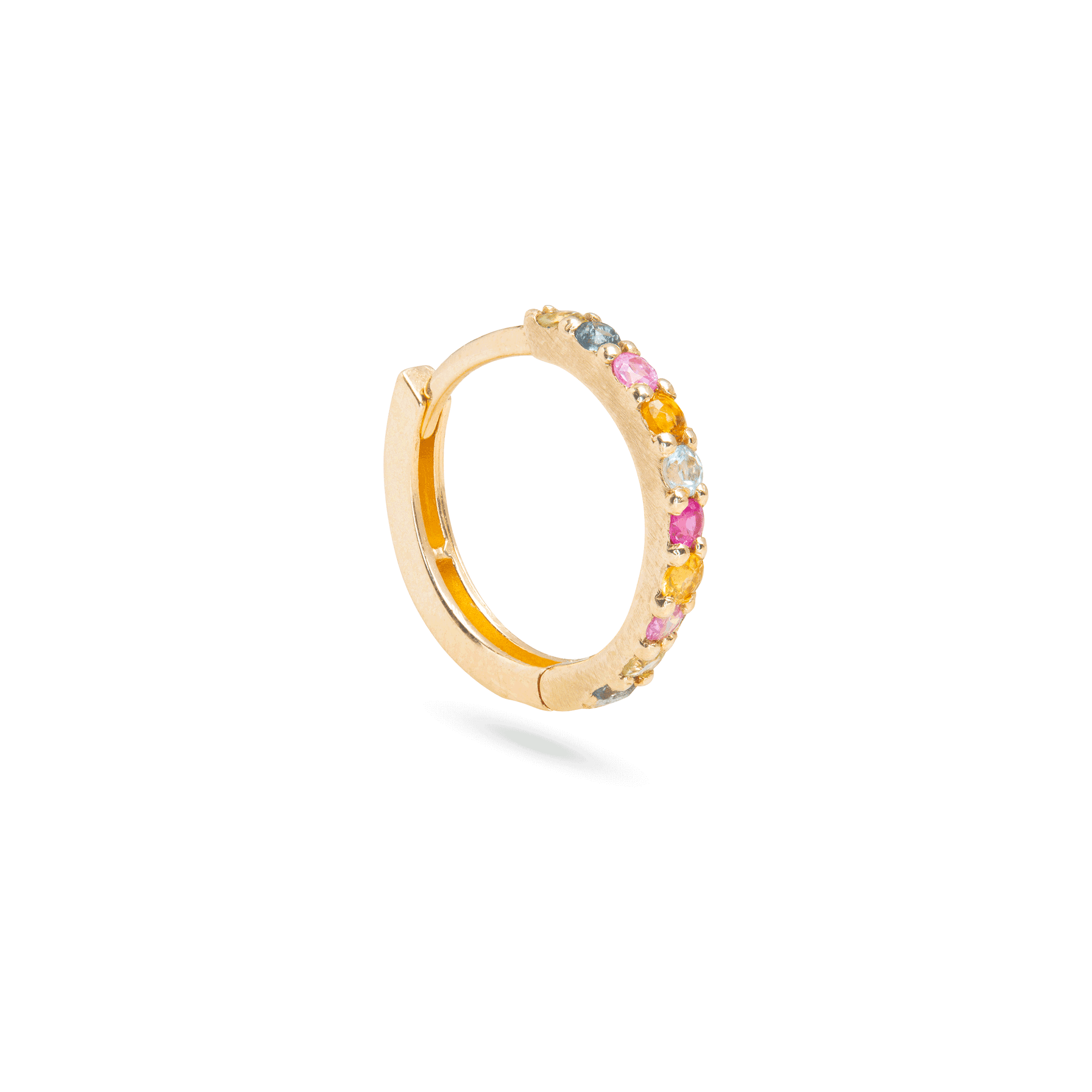 Stone and Strand 14K Yellow Gold Somewhere Over The Rainbow Gemstone Huggie Side Image