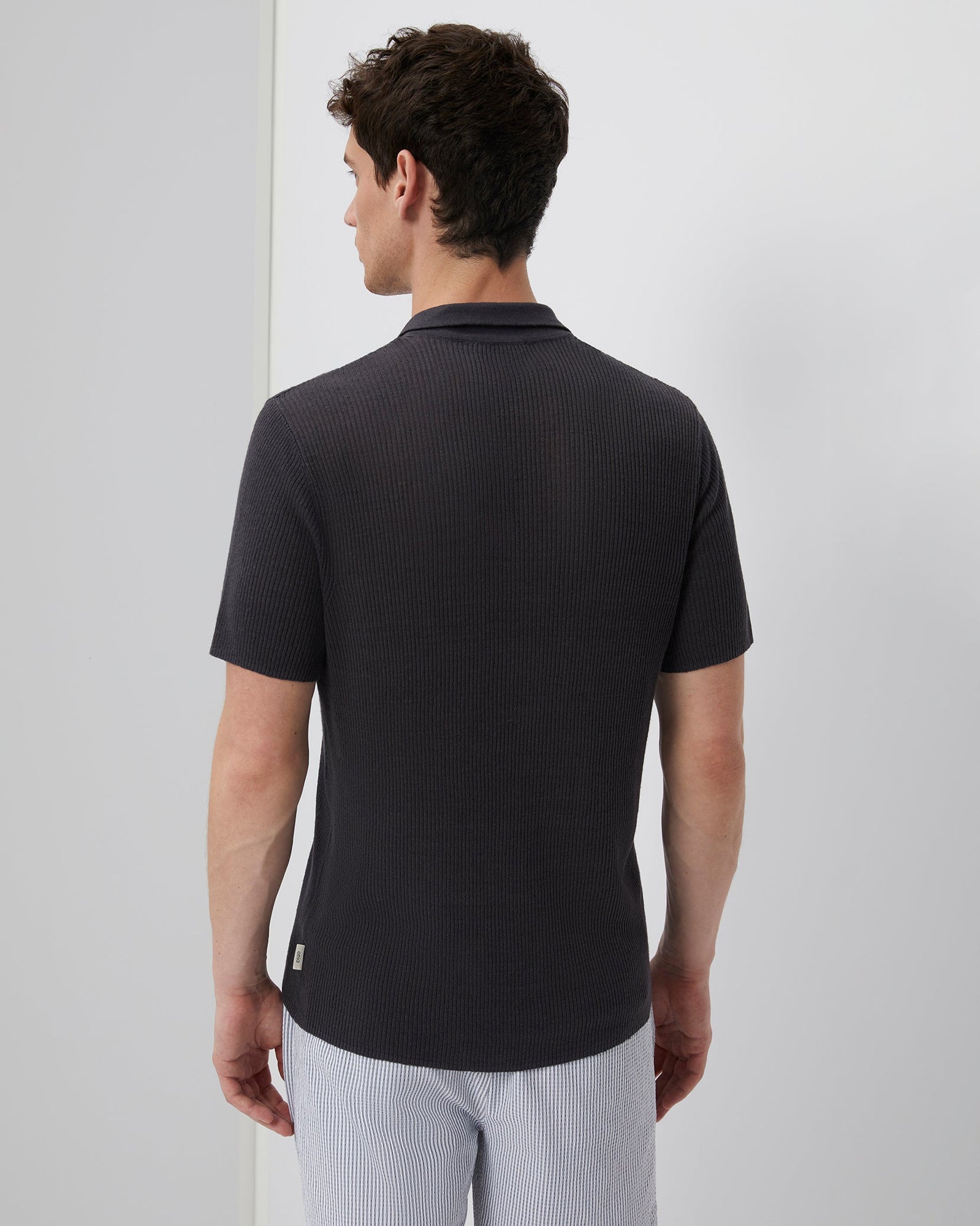Mens | Johnny Collar Ribbed Polo | Gunmetal