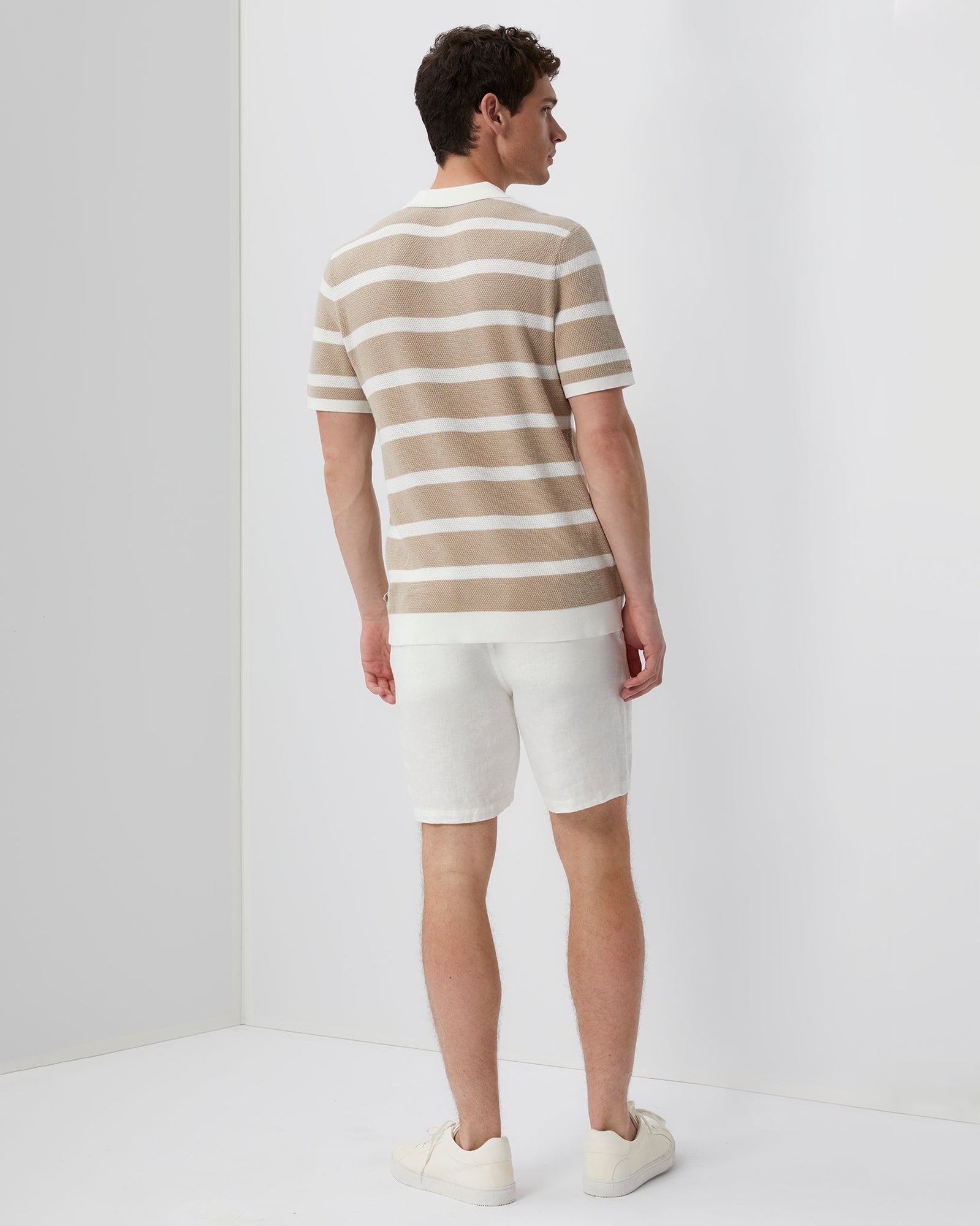 Mens | Linen Fixed-waist Short | White
