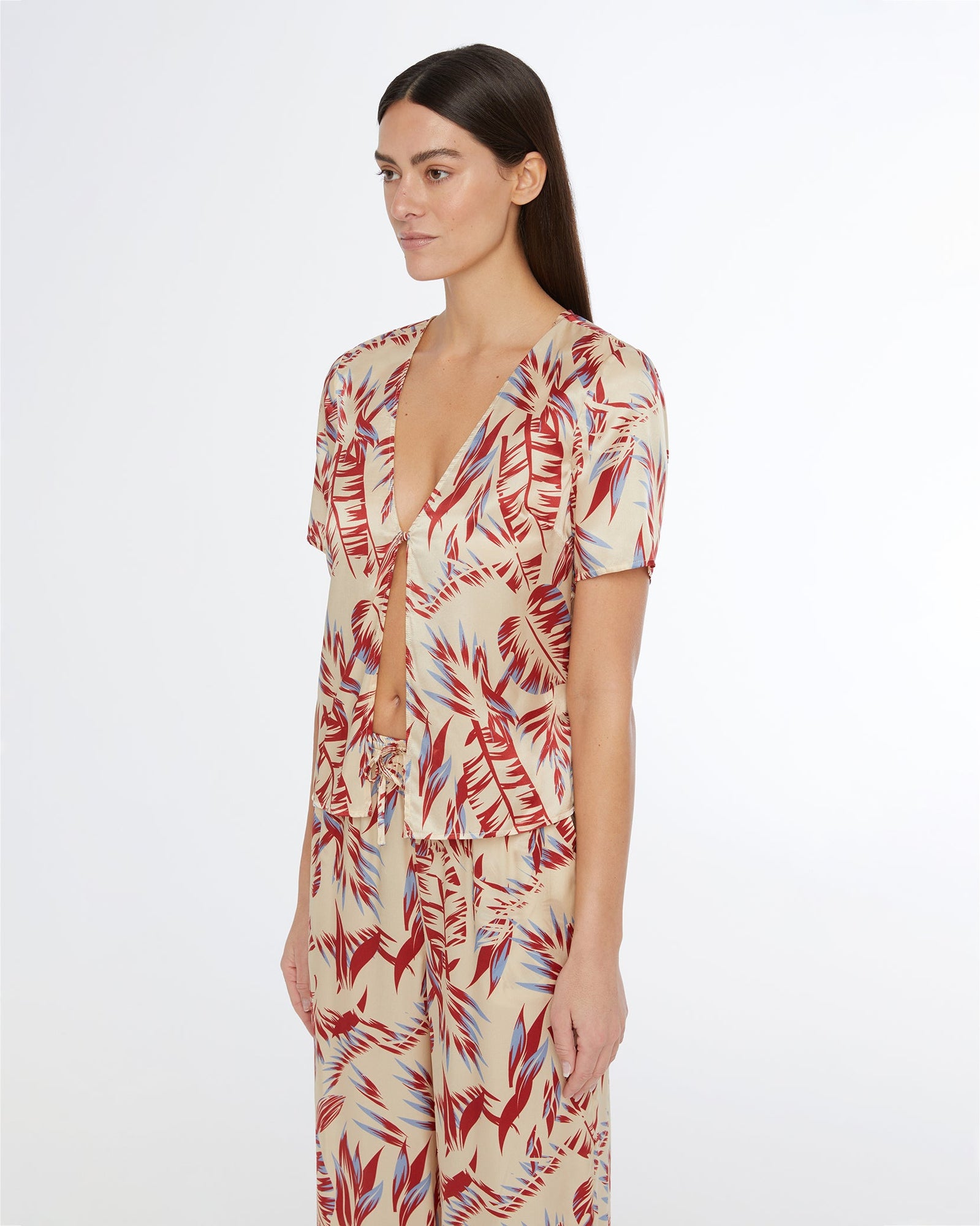Womens | Silk Short Sleeve Shirt | Tan