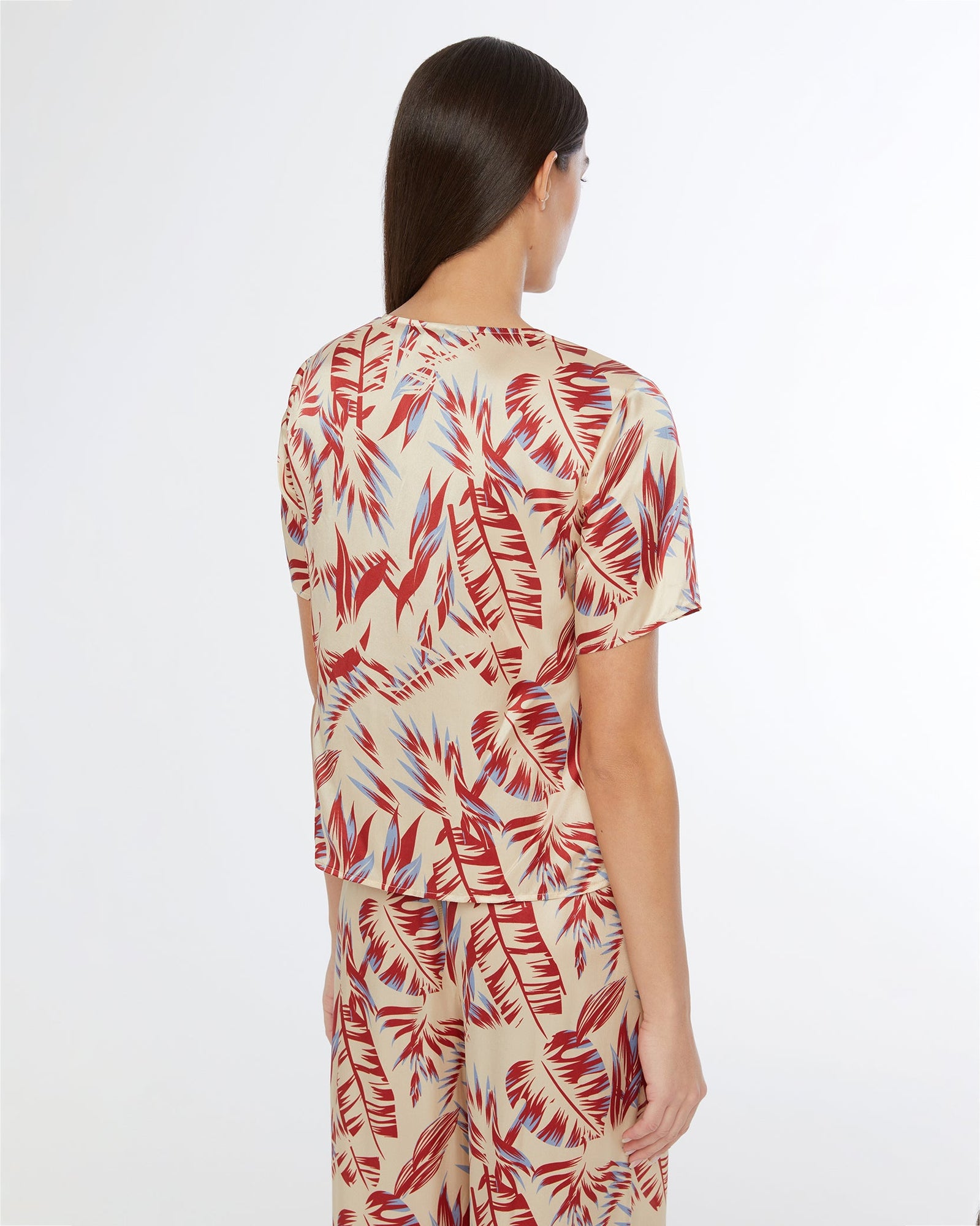 Womens | Silk Short Sleeve Shirt | Tan
