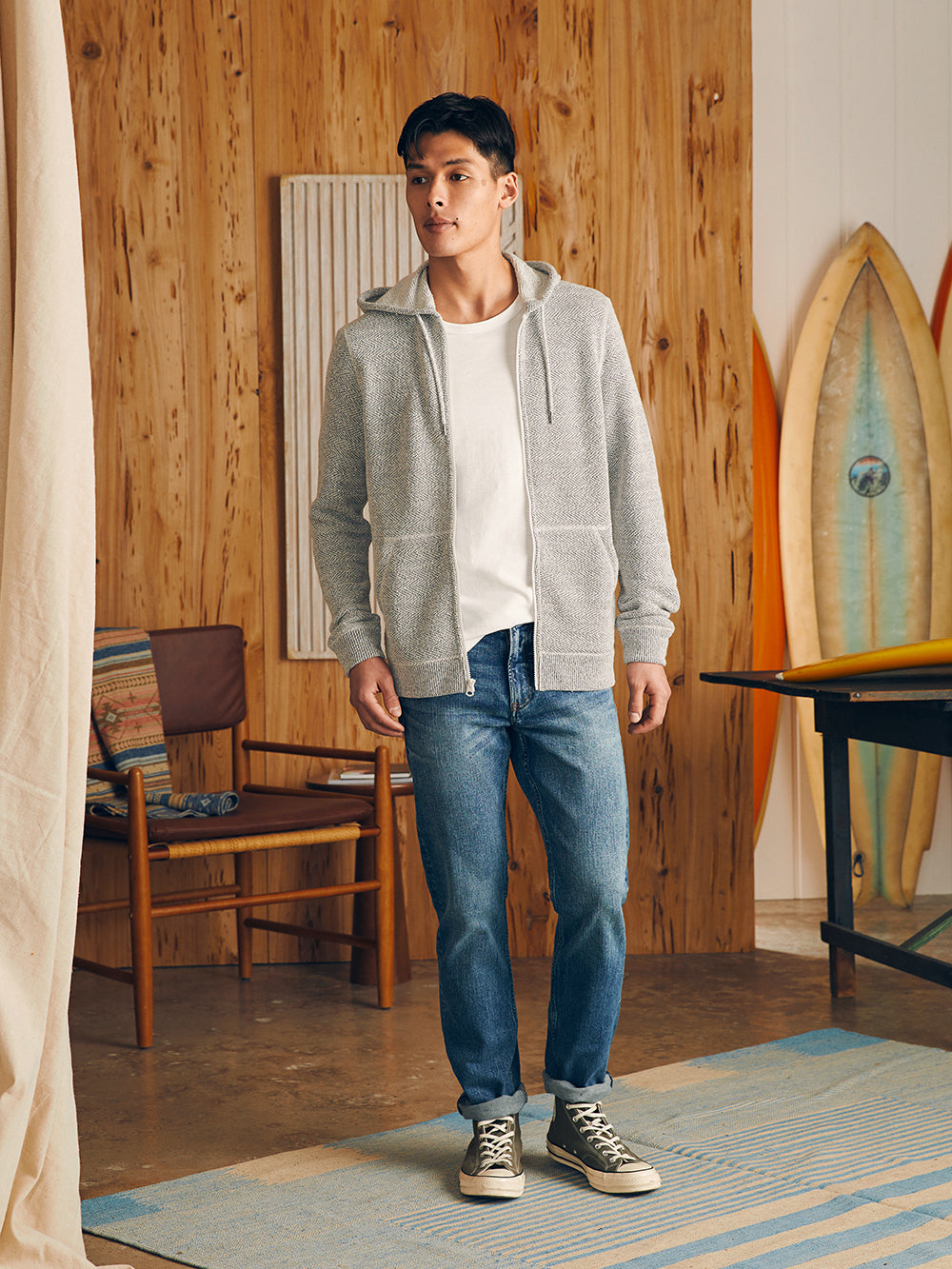 Mens | Whitewater Full Zip Hoodie | Grey Shell Loop