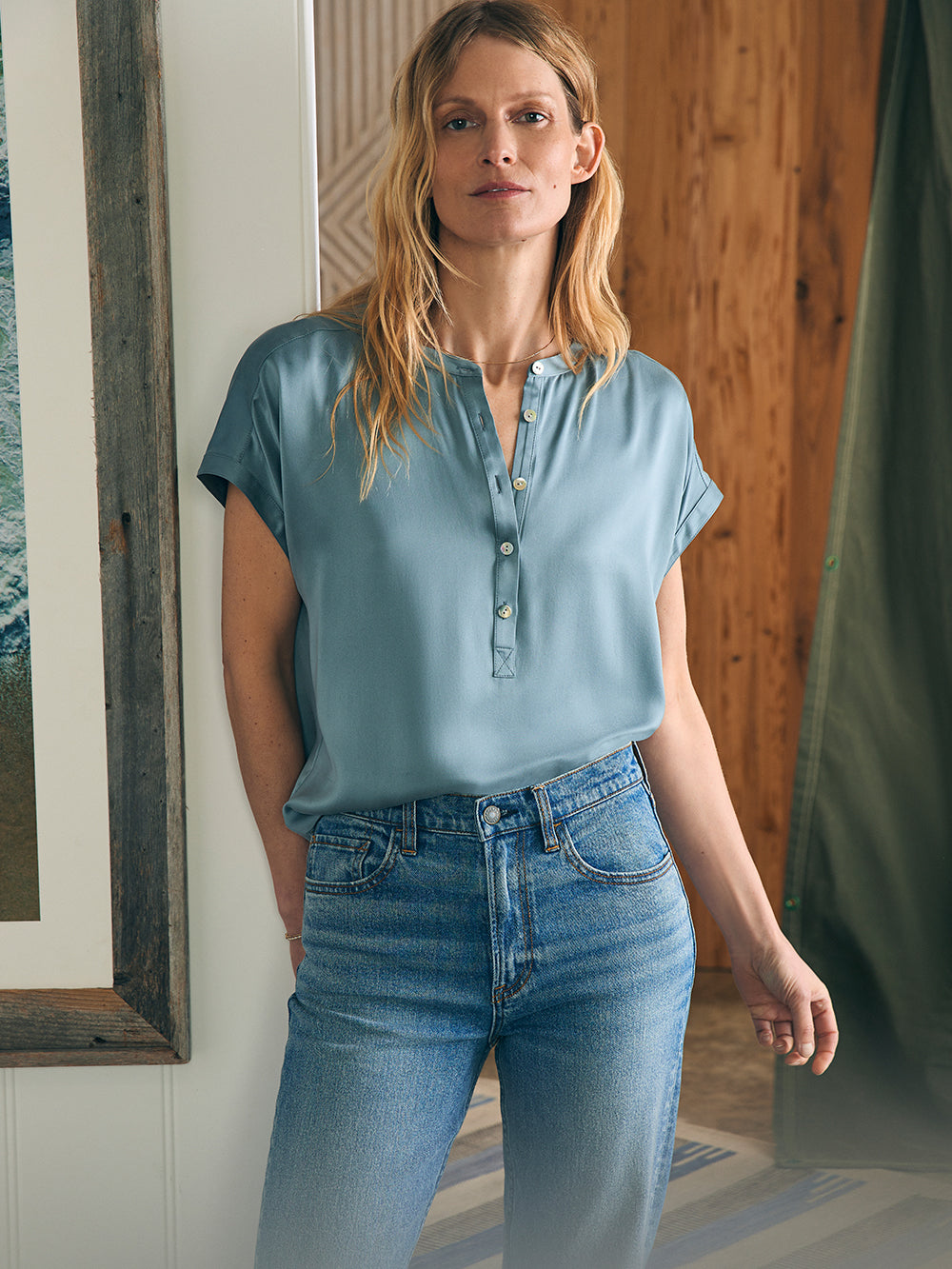 Womens - Sandwashed Silk Desmond Top | Lead