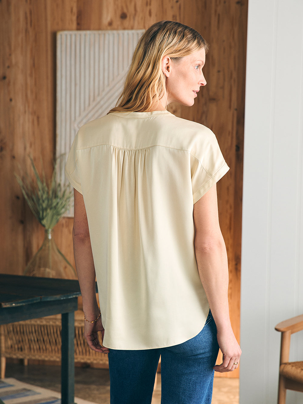 Womens - Sandwashed Silk Desmond Top | Pearled Ivory