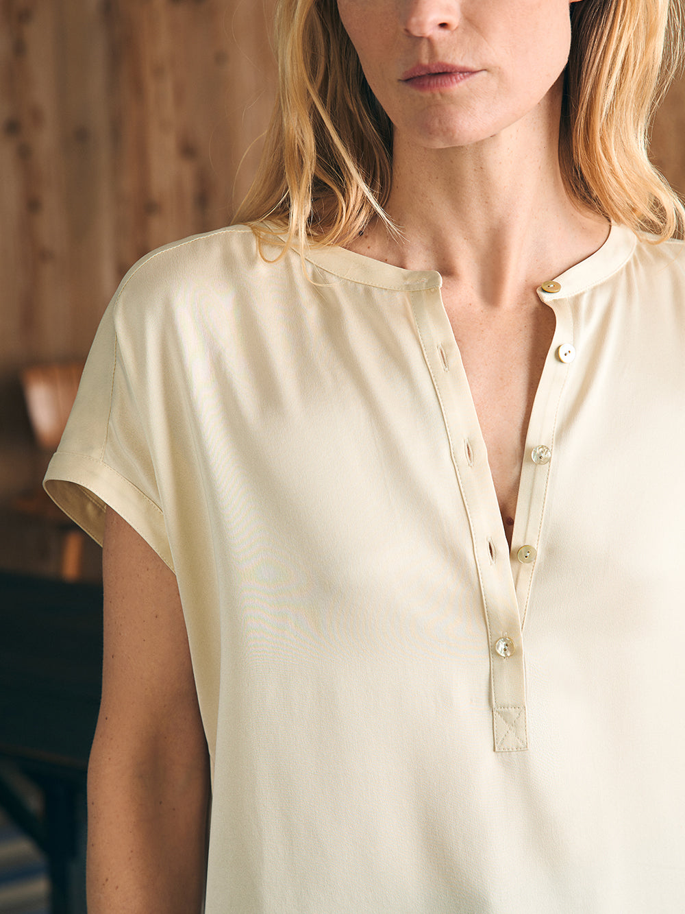 Womens - Sandwashed Silk Desmond Top | Pearled Ivory