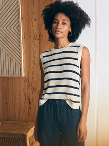 Womens - Miramar Linen Muscle Tank | Montauk Stripe