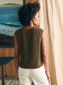 Womens - Miramar Linen Muscle Tank | Military Olive