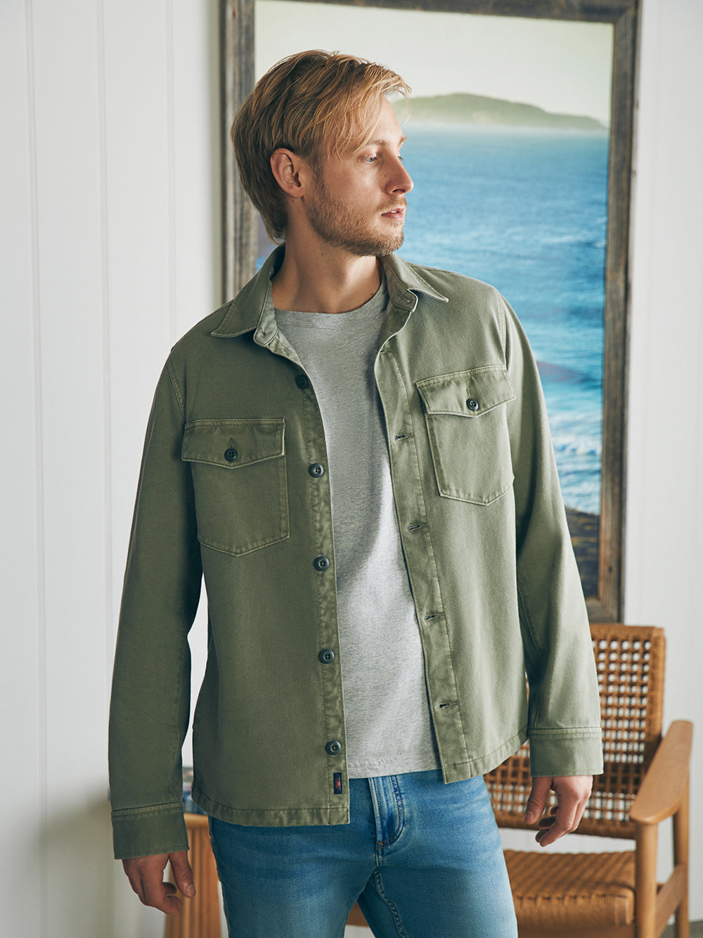 Mens - Jersey Shirt Jacket | Surplus Olive