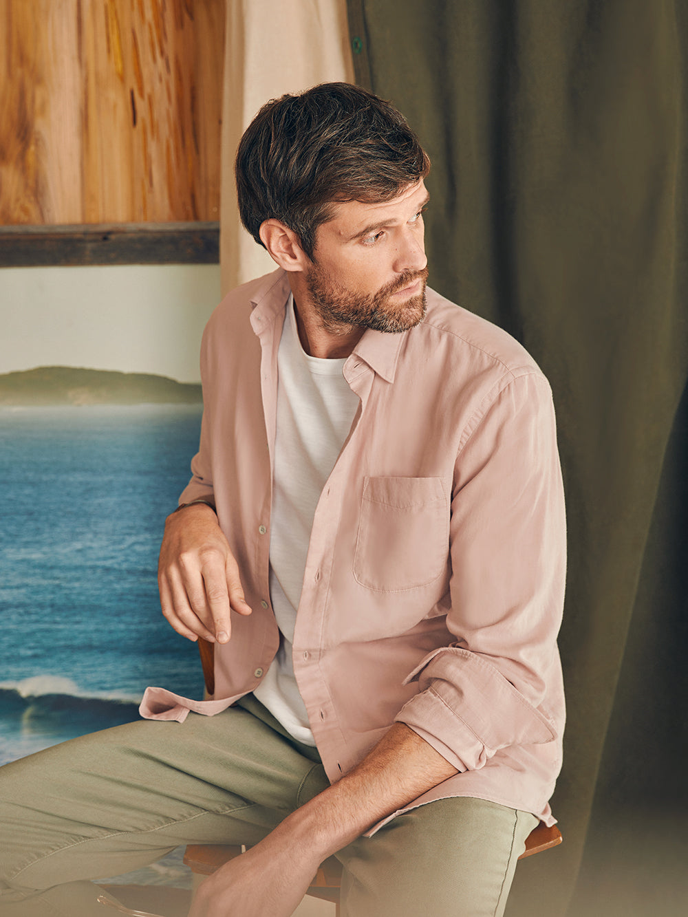 Mens | Sunwashed Chambray Shirt | Coastal Mauve