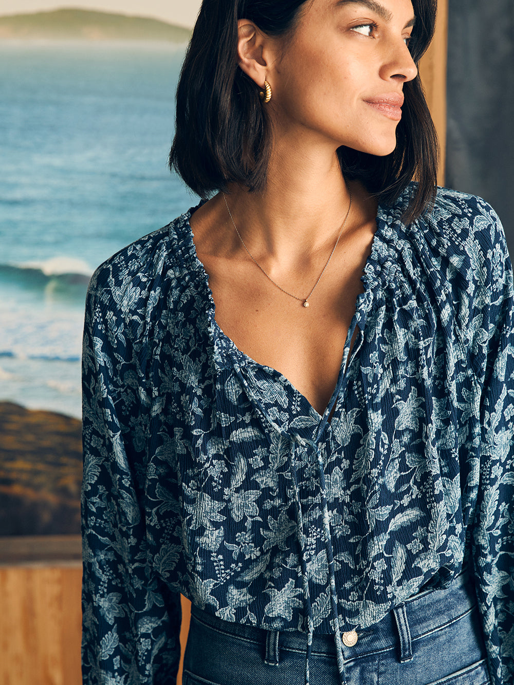 Womens - Emery Blouse | Blue Esna Floral