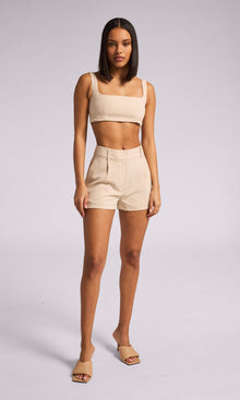 Delphine Light Suiting Crop Tank | Tan