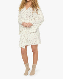 Lace Trim Robe | Ivory/Chestnut