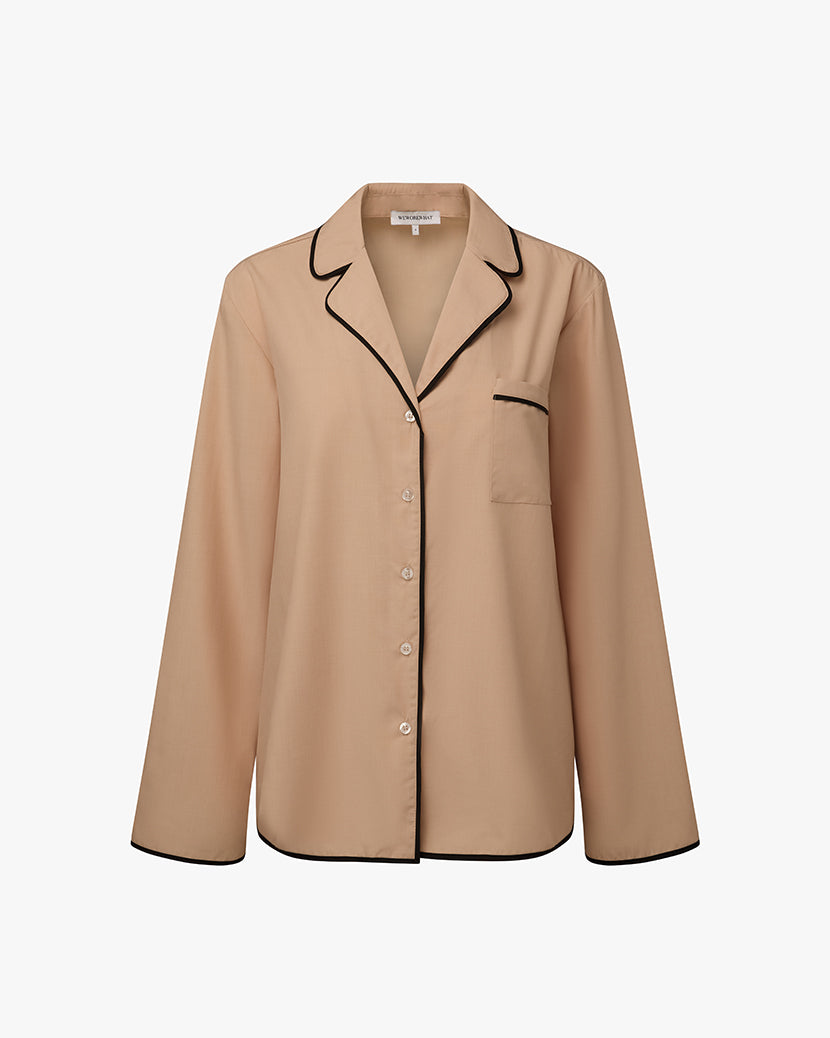 Classic Pajama Top | Almond/Black