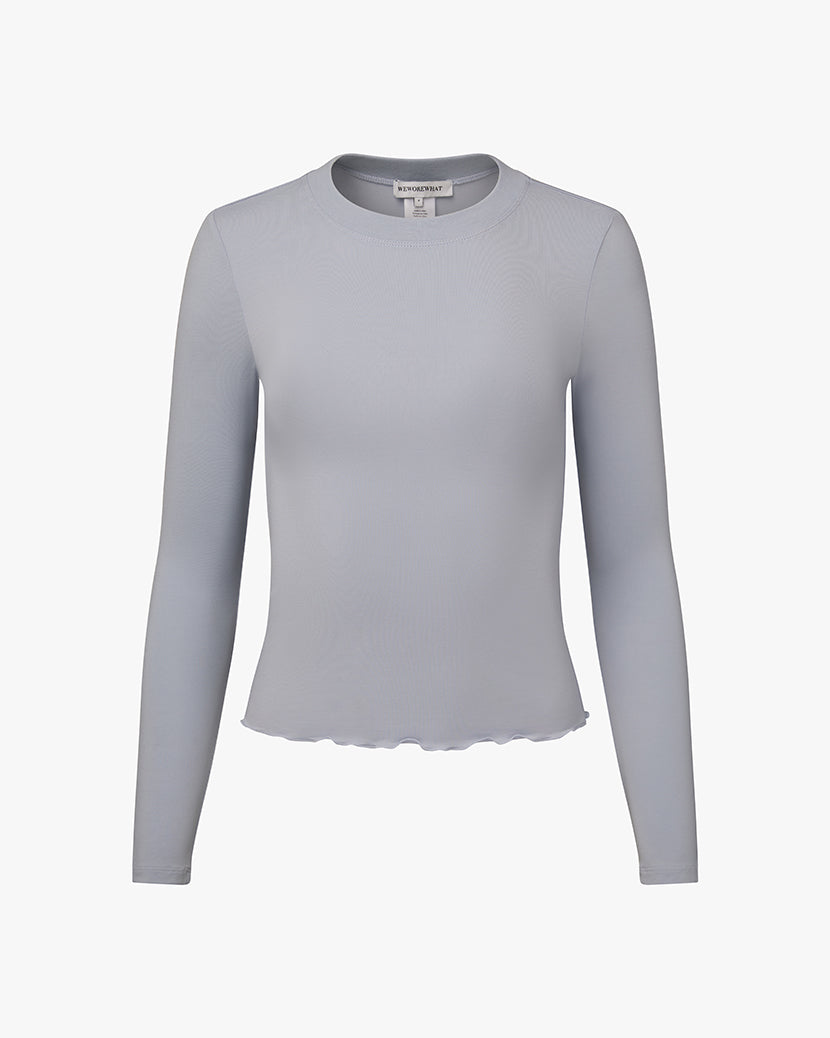 Long Sleeve Crewneck Top | Powder Blue