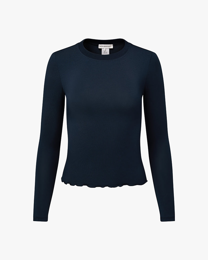 Long Sleeve Crewneck Top | Dark Navy