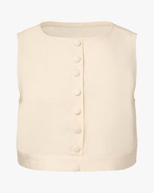 Boxy Linen Boatneck Top | Off White