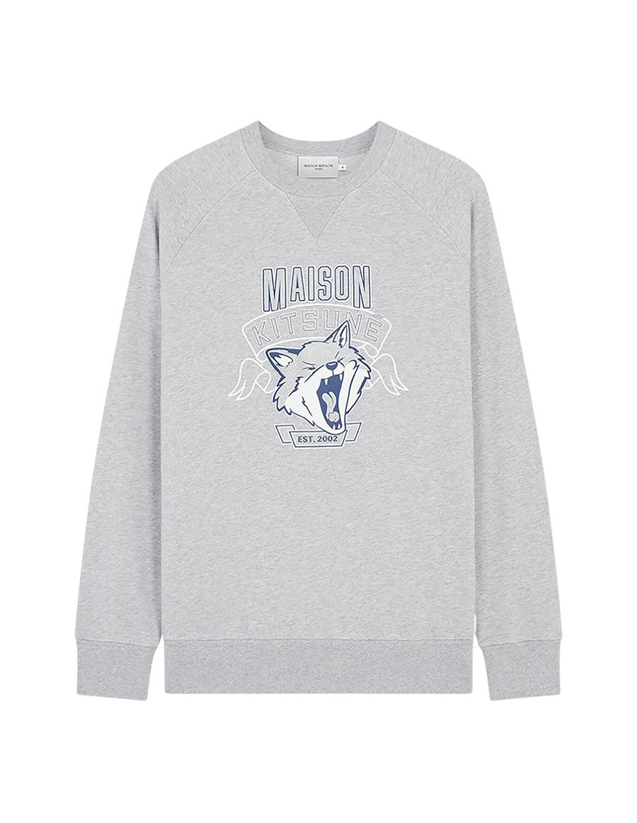Mens | 6 18 Fox Head Front-Print Classic Sweatshirt | Light Grey Melange