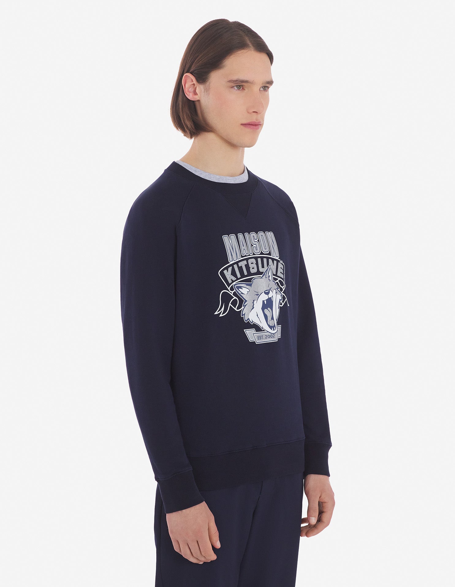 Mens | 6 18 Fox Head Front-Print Classic Sweatshirt | Navy