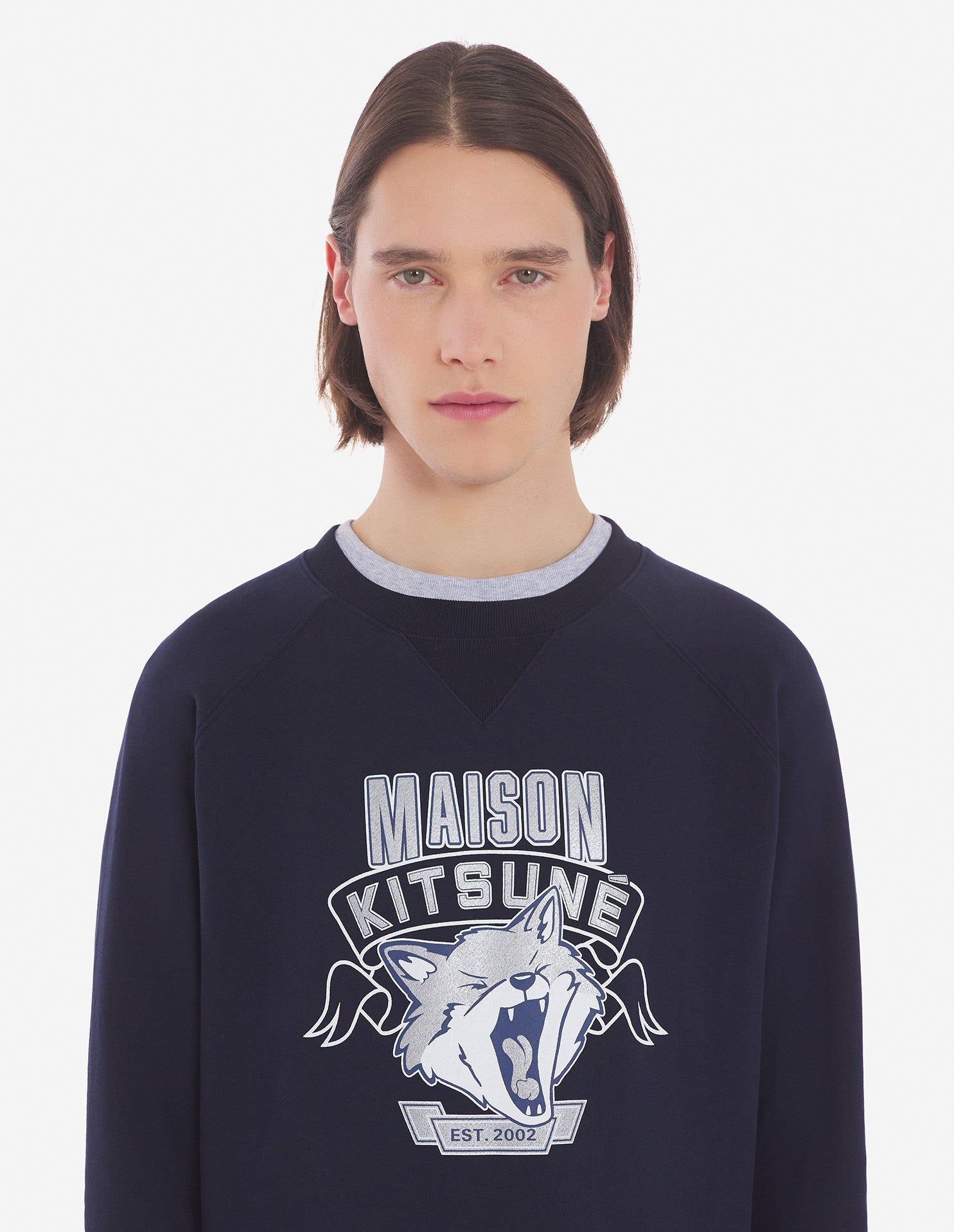 Mens | 6 18 Fox Head Front-Print Classic Sweatshirt | Navy