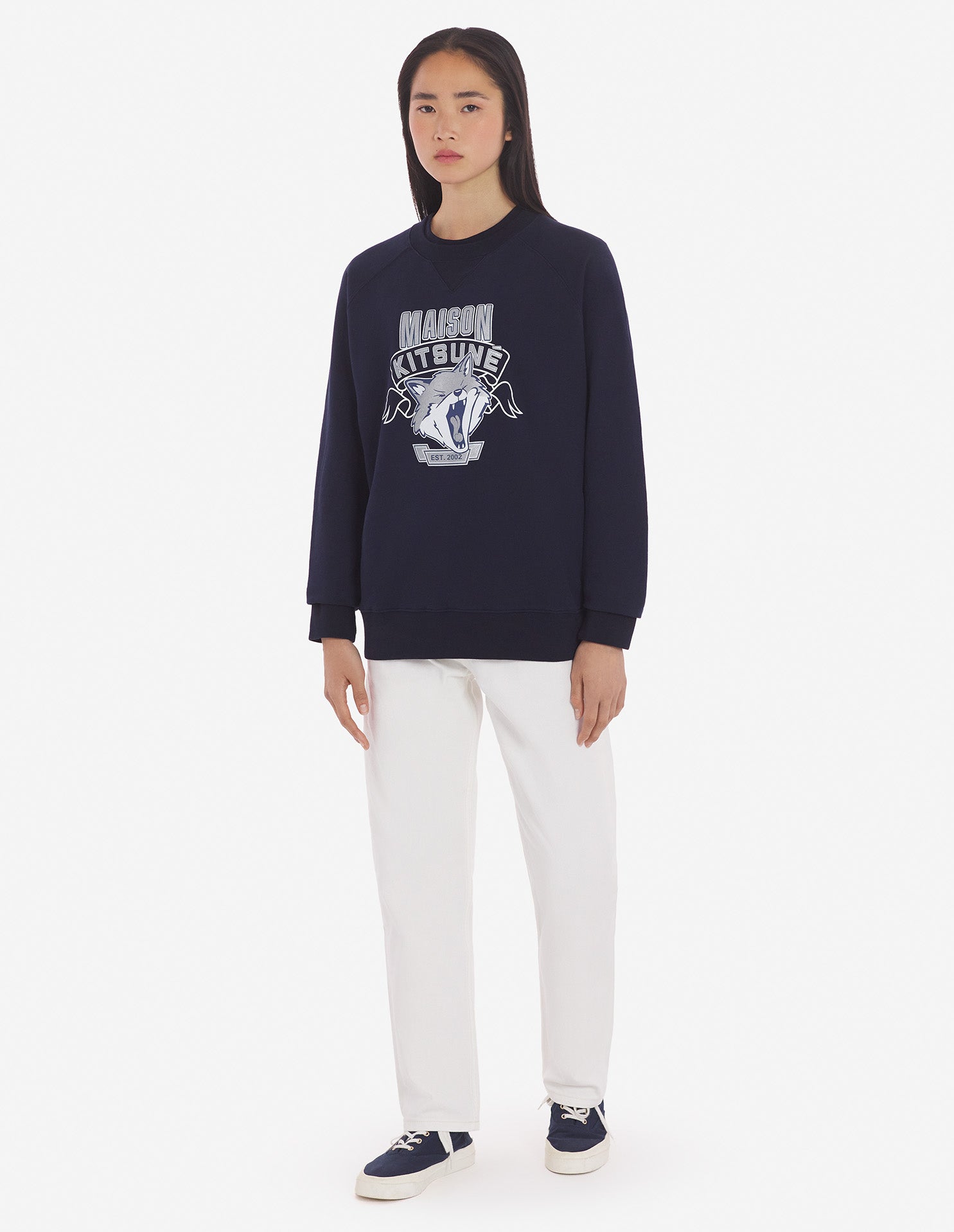Mens | 6 18 Fox Head Front-Print Classic Sweatshirt | Navy