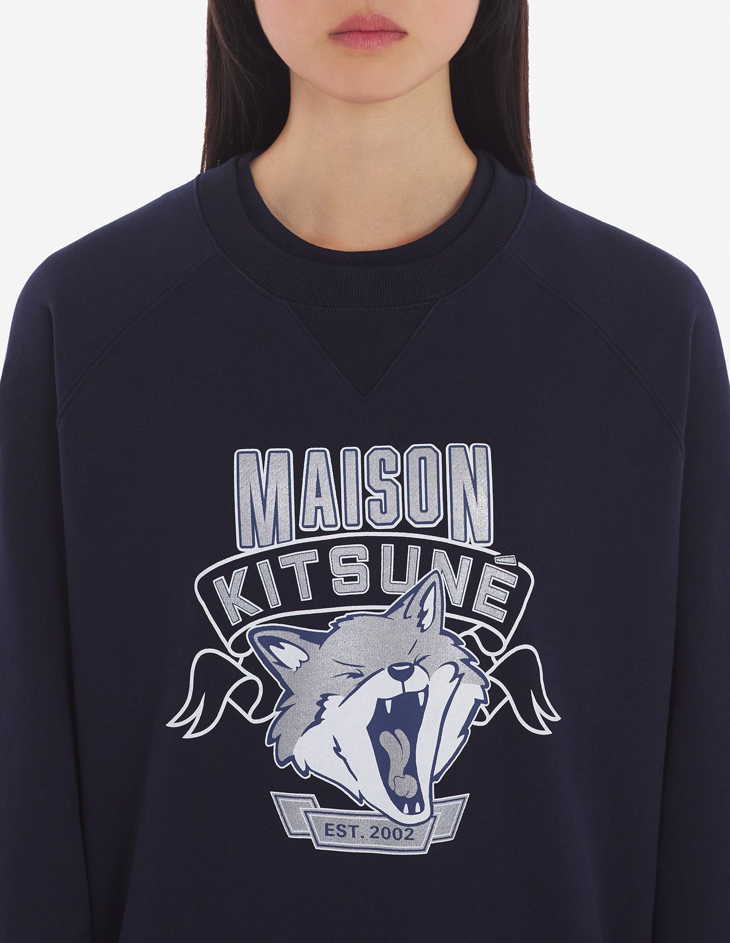 Mens | 6 18 Fox Head Front-Print Classic Sweatshirt | Navy