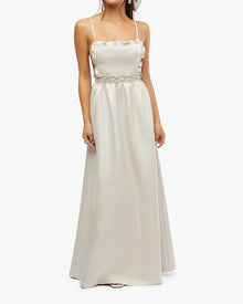 Ruffle Bib Maxi Dress | White Sand