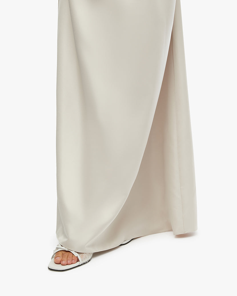 Ruffle Bib Maxi Dress | White Sand