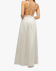 Ruffle Bib Maxi Dress | White Sand